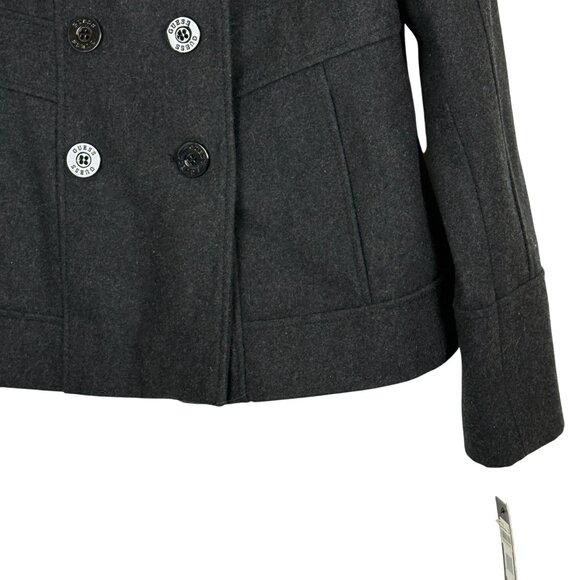 Guess Womens NWT Wool Blend Peacoat Jacket Size Medium Charcoal Double-Breasted - Picture 8 of 13